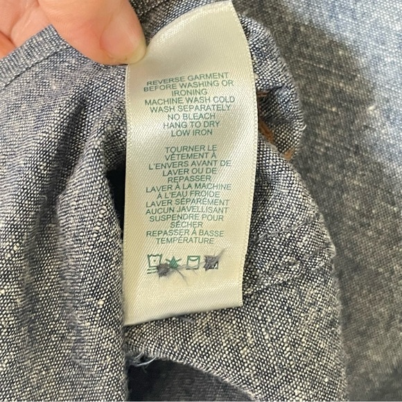 ROOTS chambray cotton/linen Button Up tunic dress - Picture 10 of 11